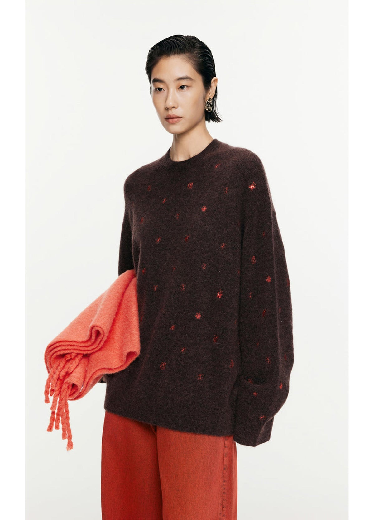 JNBY butterfly embroidered long sleeve sweater