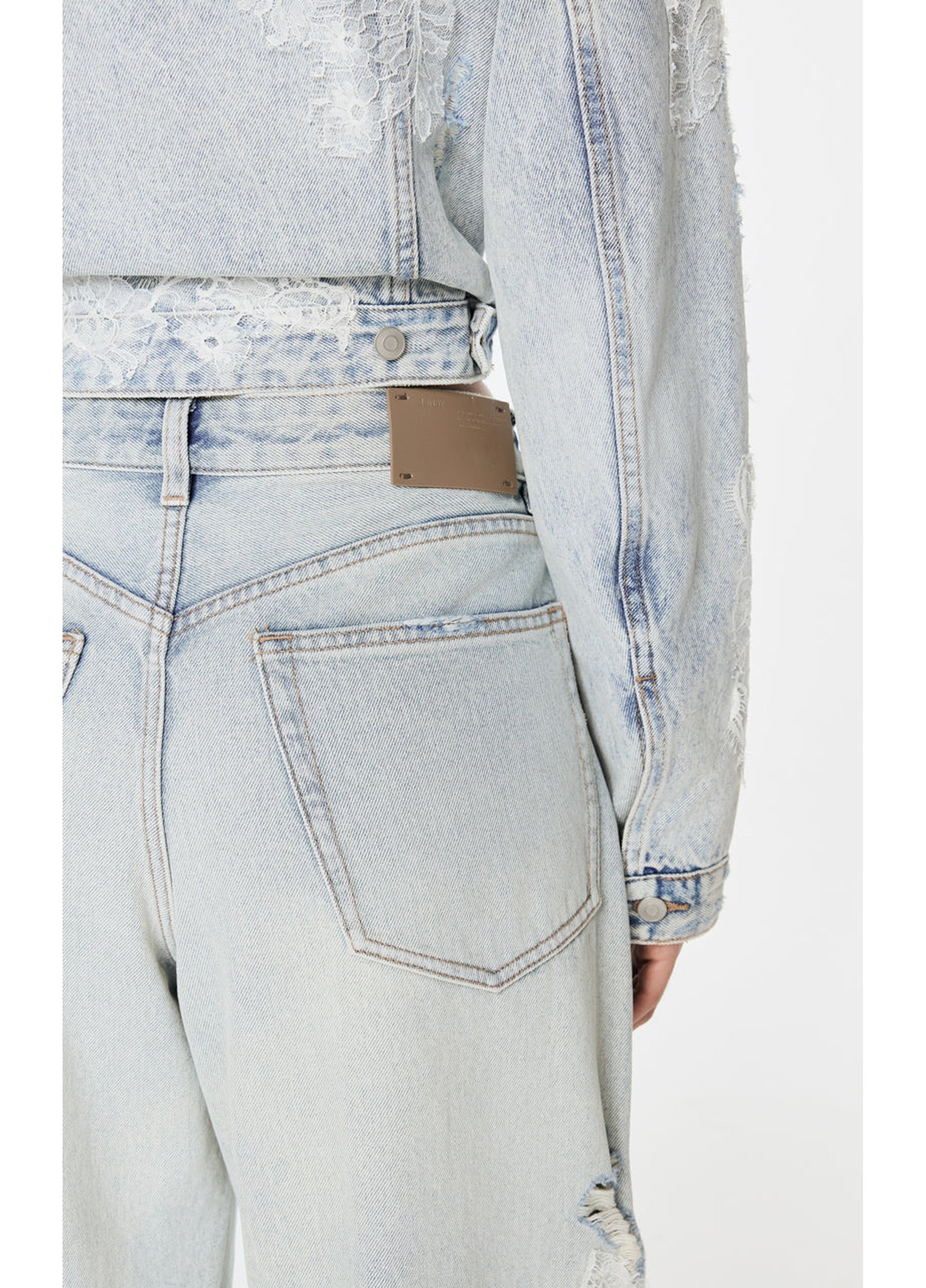 JNBY Distressed Wide-Leg Washed Jeans