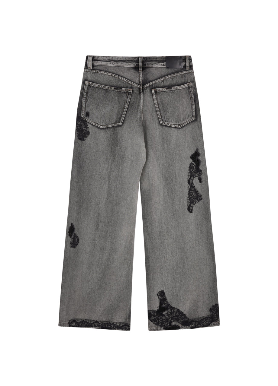 JNBY Distressed Wide-Leg Washed Jeans