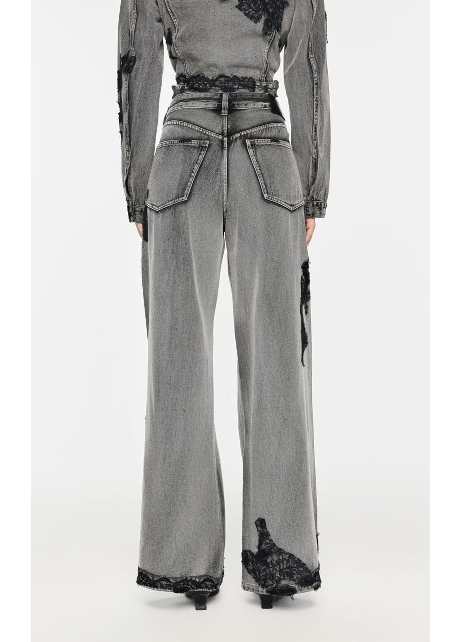 JNBY Distressed Wide-Leg Washed Jeans
