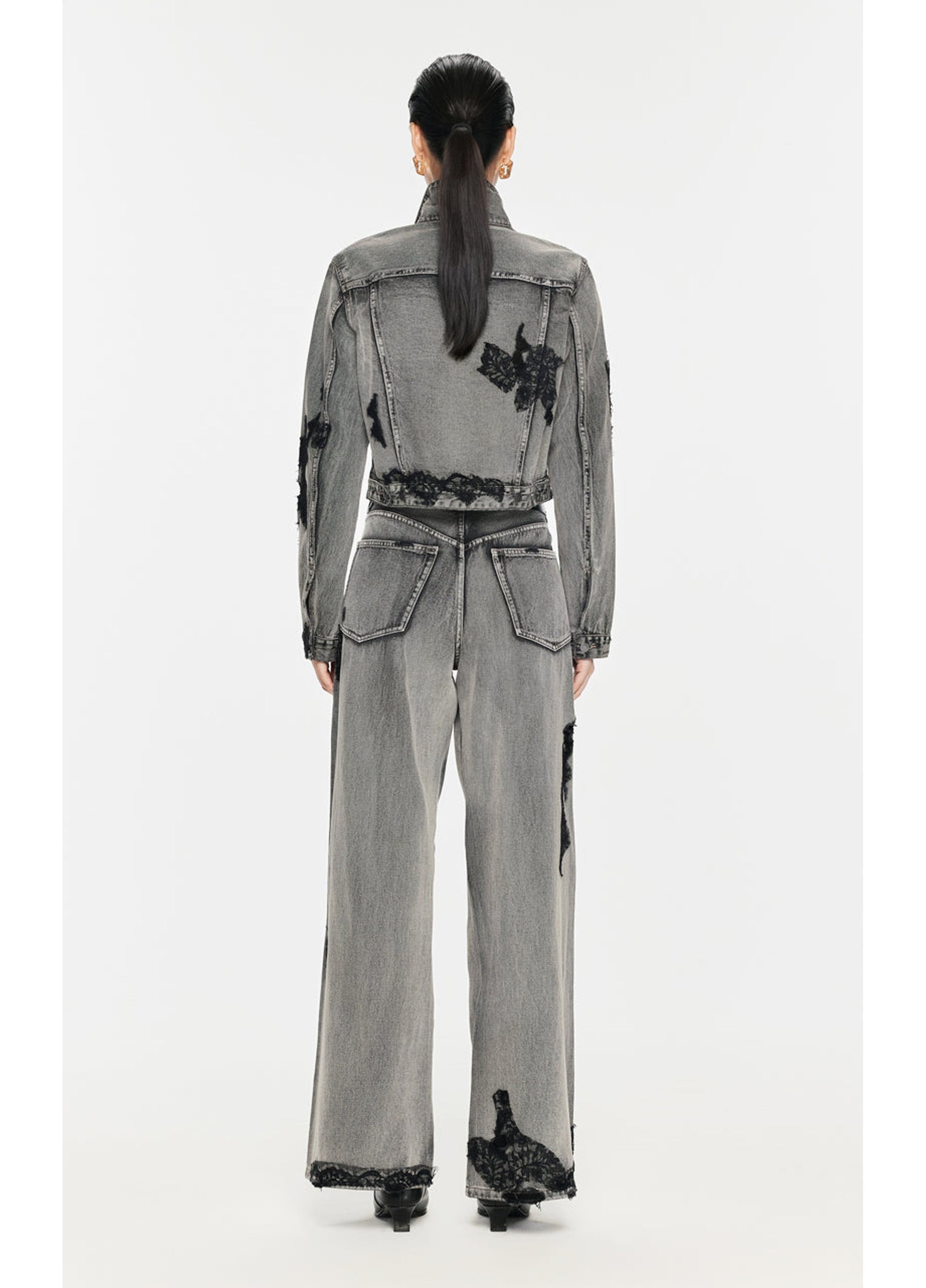 JNBY Distressed Wide-Leg Washed Jeans