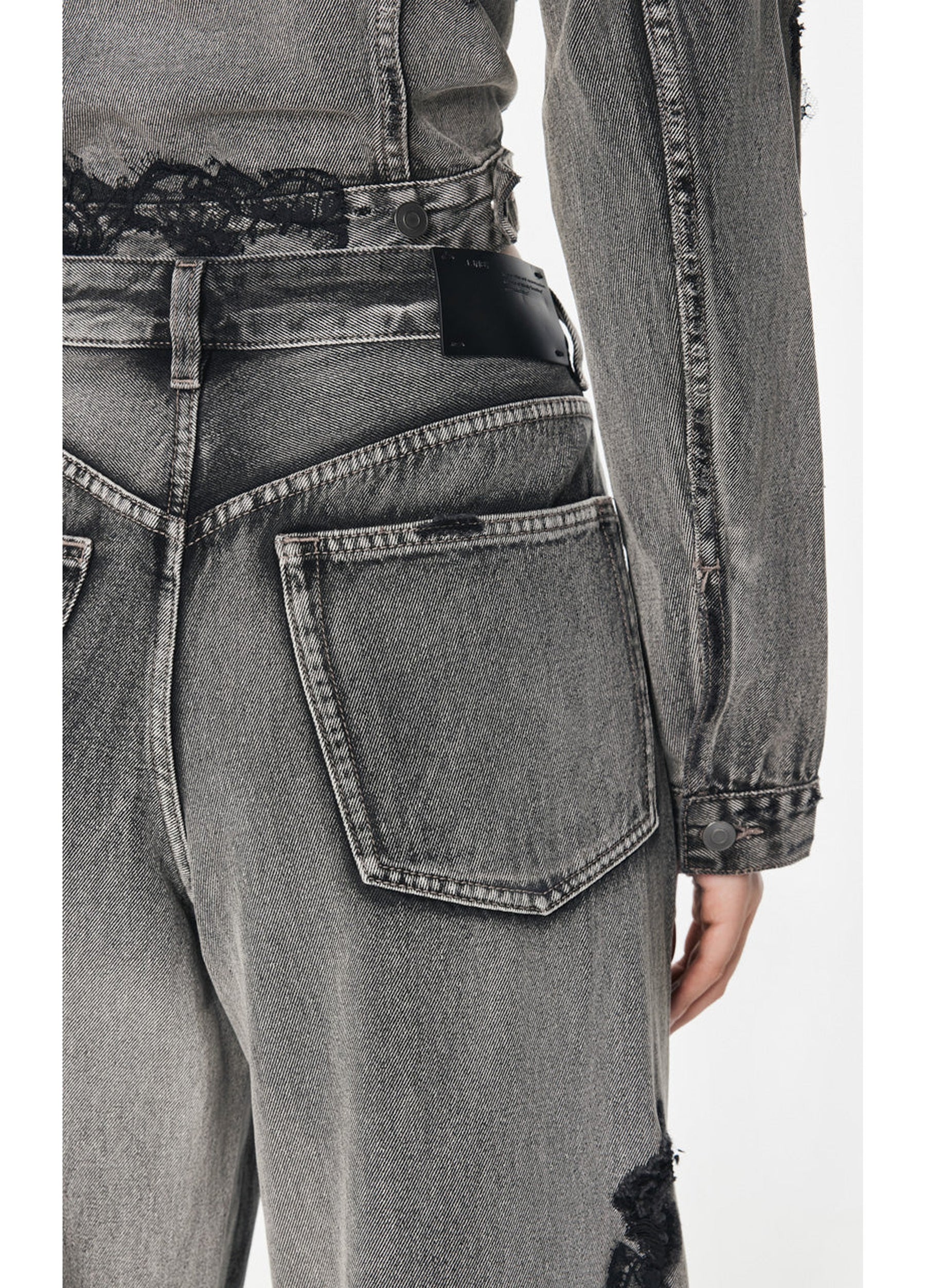 JNBY Distressed Wide-Leg Washed Jeans