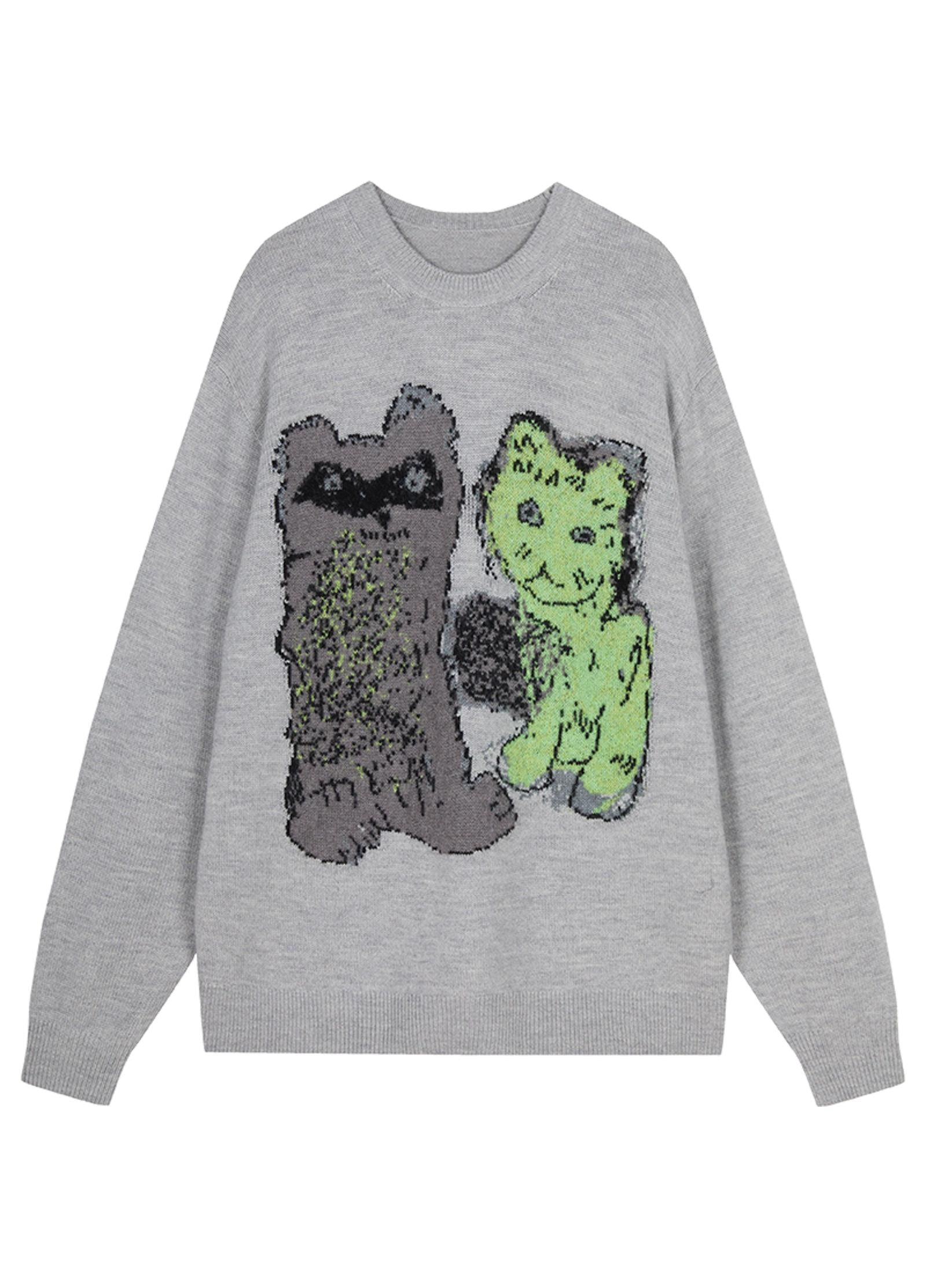 JNBY Loose Fit Cat Print Long-Sleeve Sweater