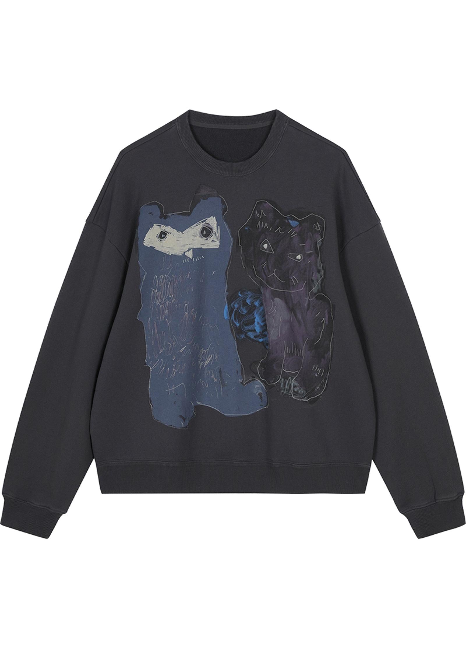 JNBY Playful Cat Oversized Cotton Sweatshirt