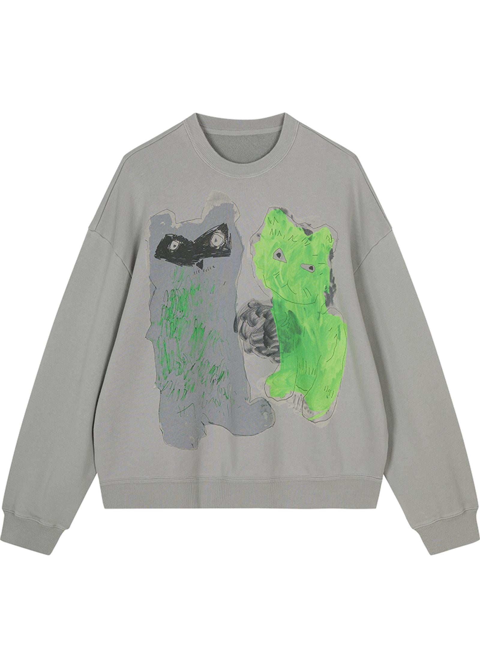JNBY Playful Cat Oversized Cotton Sweatshirt