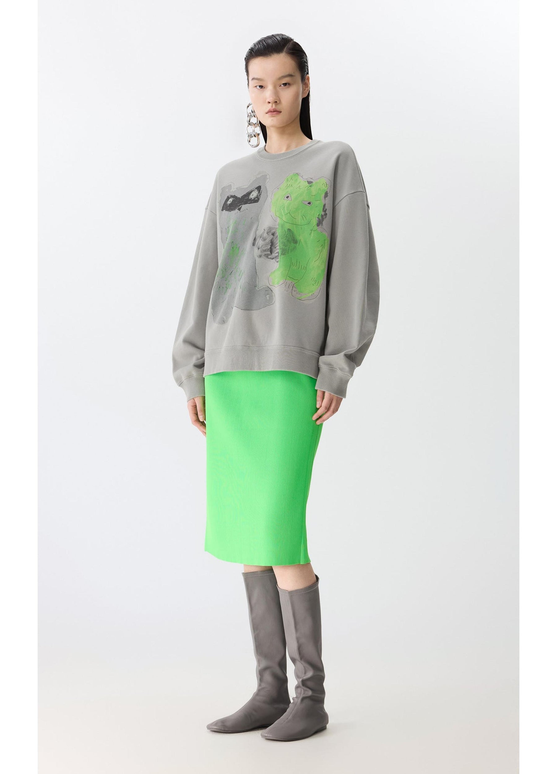JNBY Playful Cat Oversized Cotton Sweatshirt