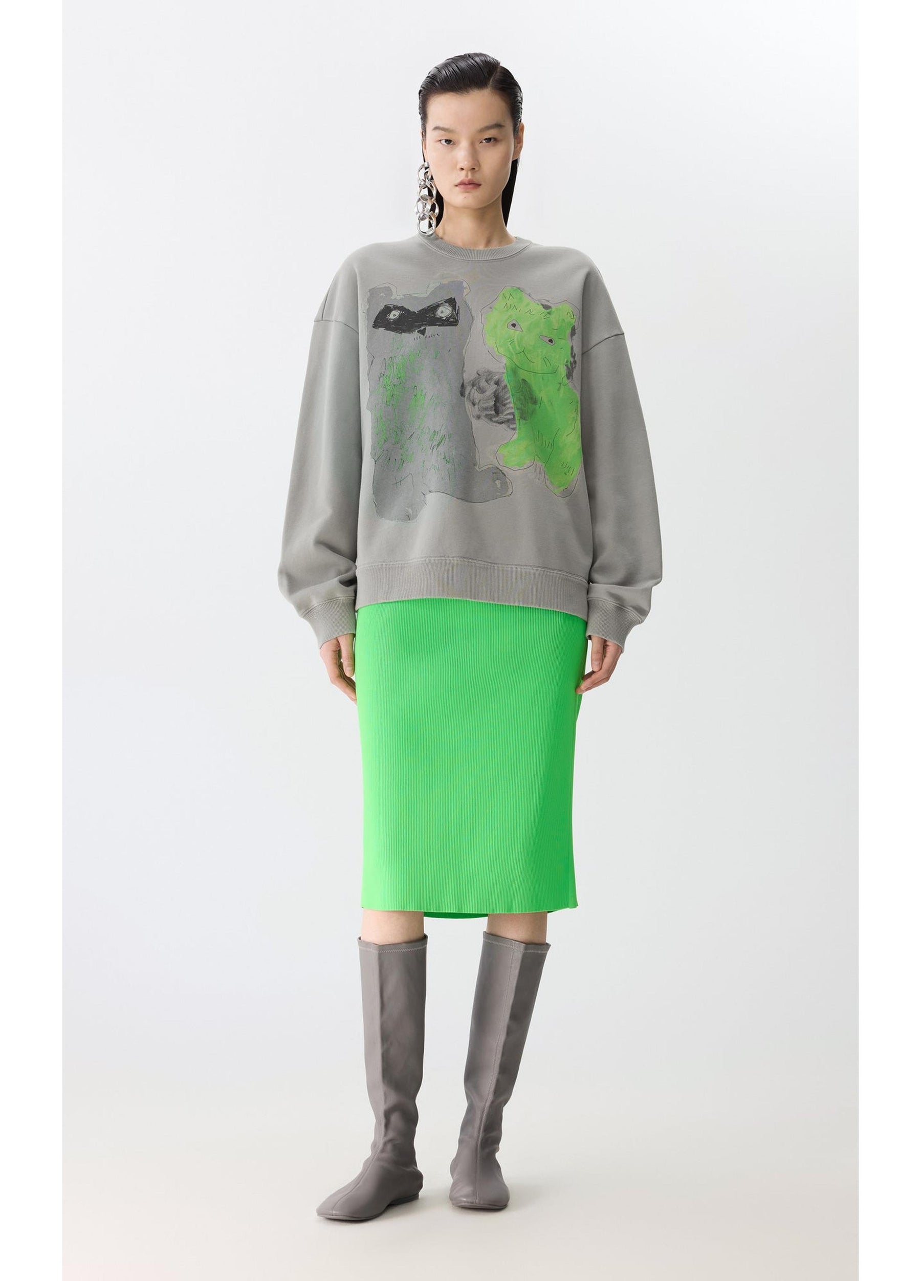 JNBY Playful Cat Oversized Cotton Sweatshirt