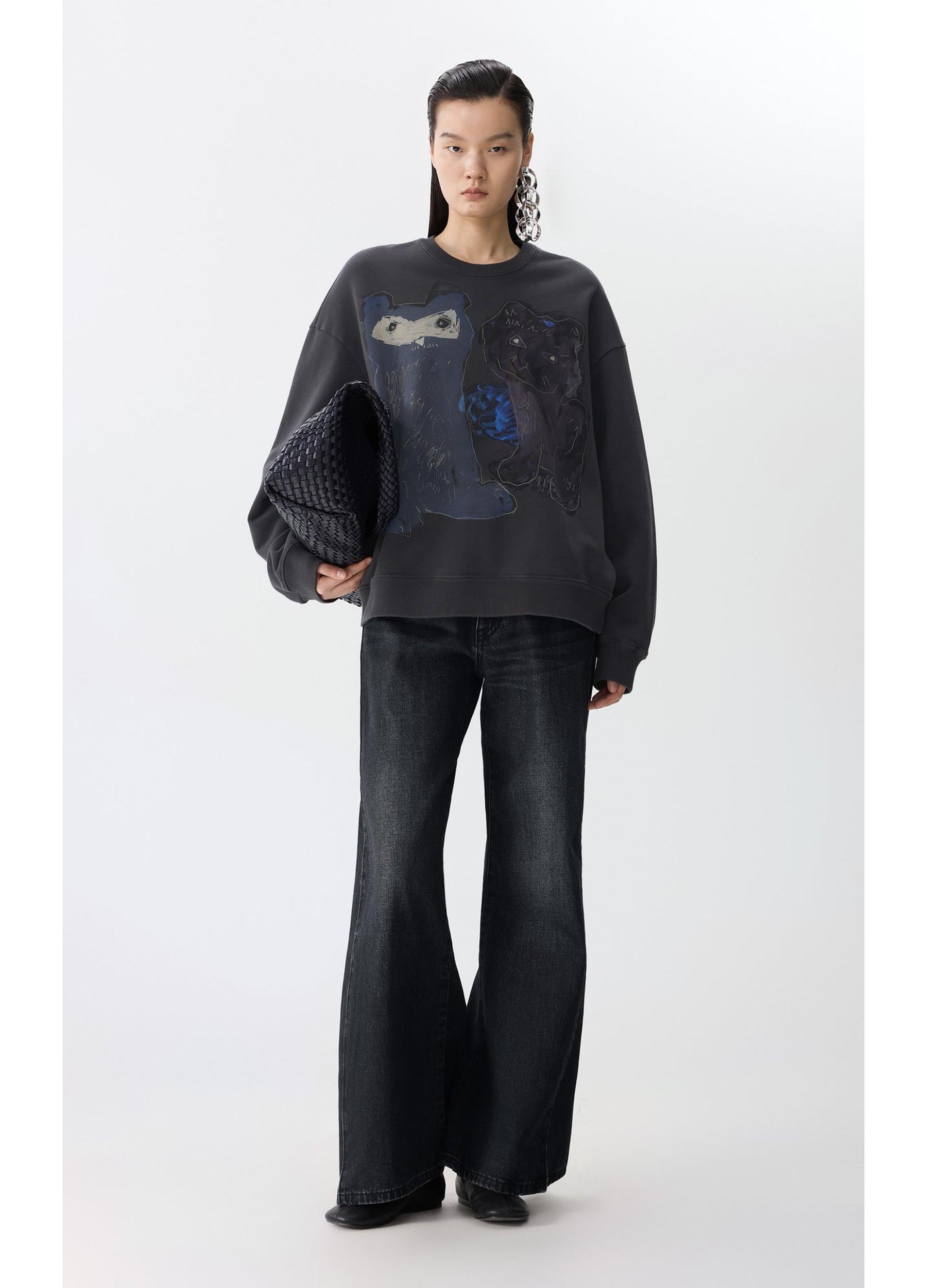 JNBY Playful Cat Oversized Cotton Sweatshirt