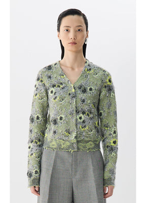 JNBY floral pattern knitted cardigan