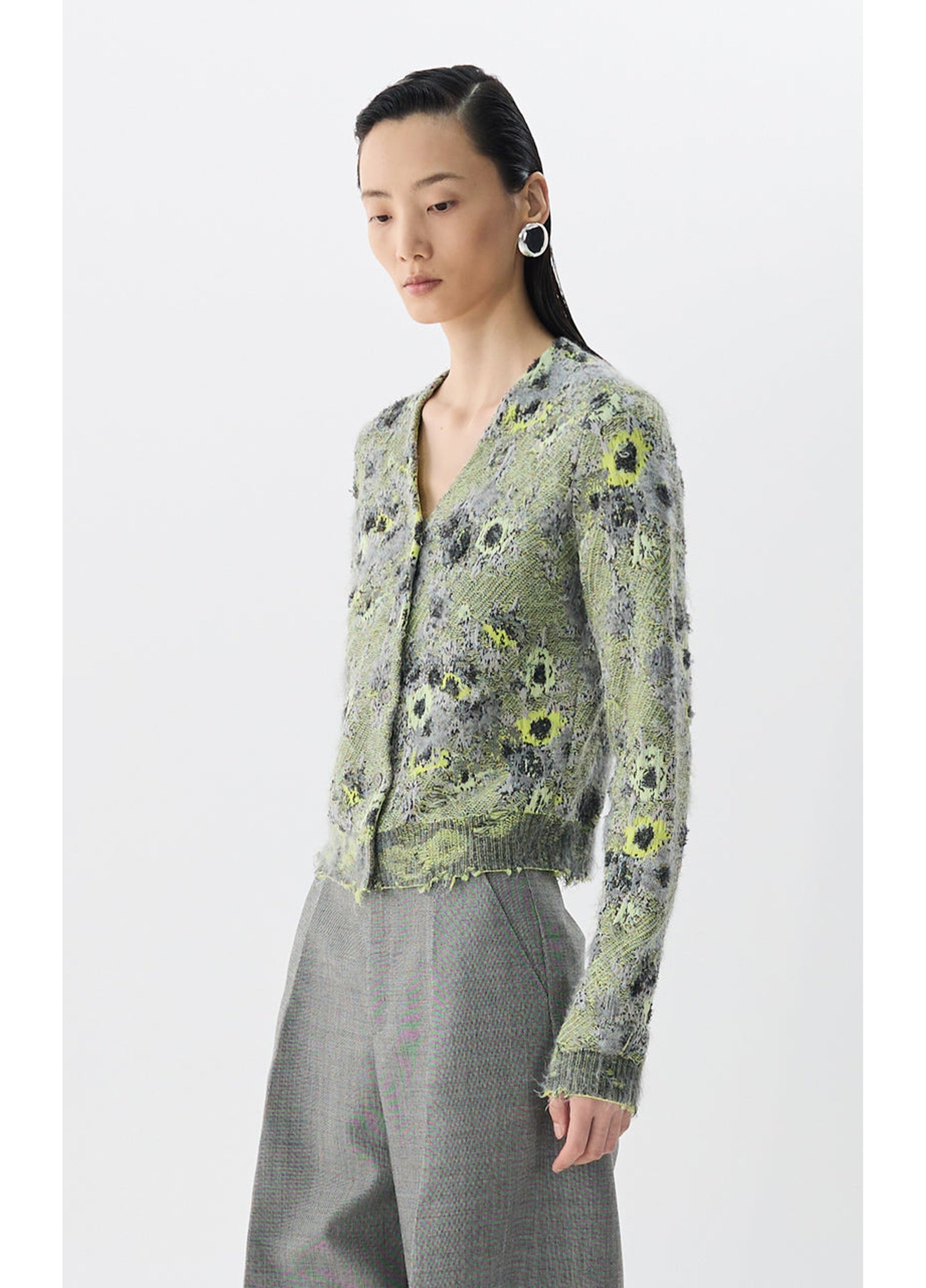 JNBY floral pattern knitted cardigan