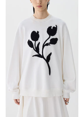 JNBY Womens Plush Flower Silhouette Hoodie