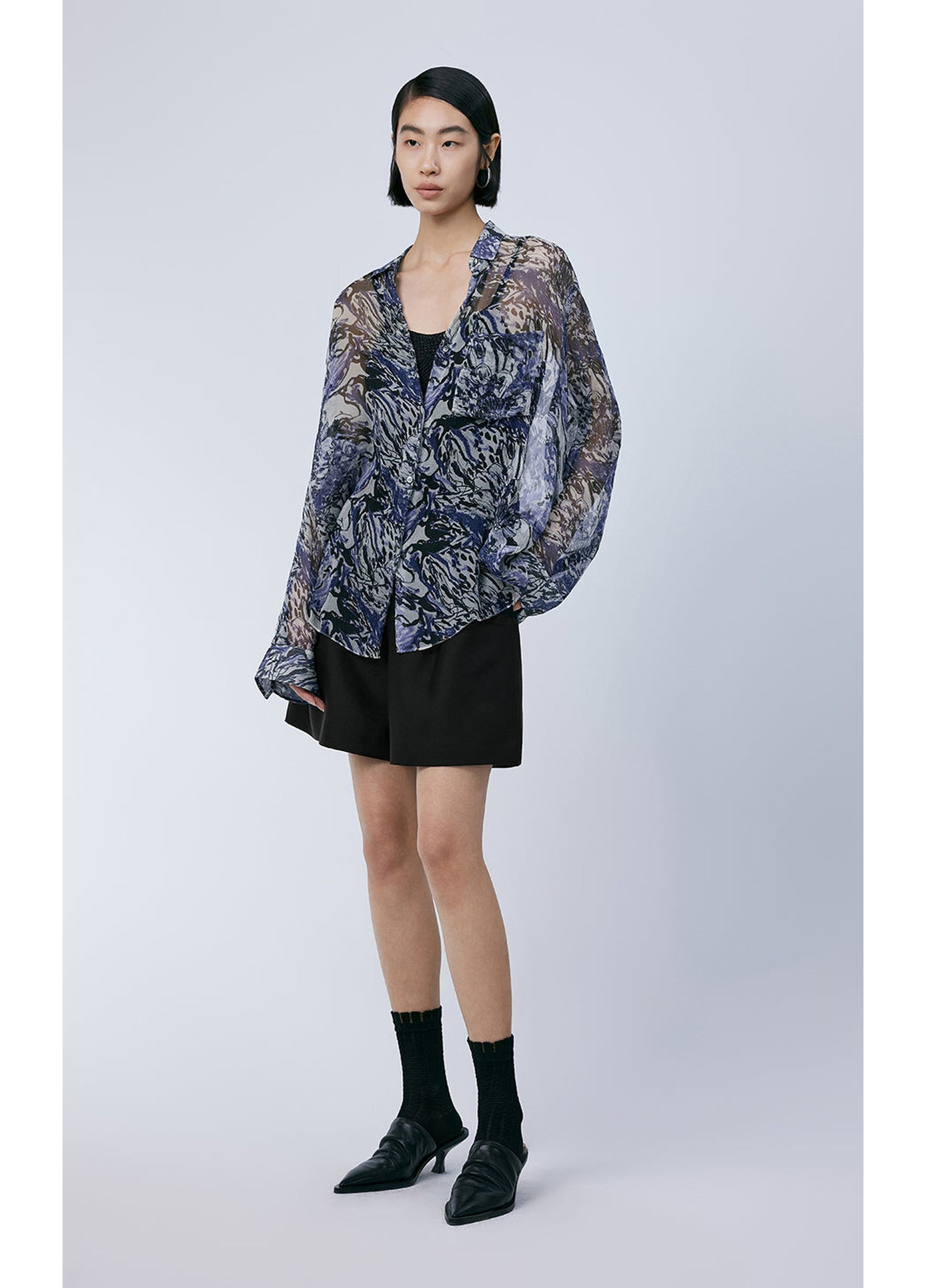 JNBY Silk Peony Full-print Long Sleeve Shirt