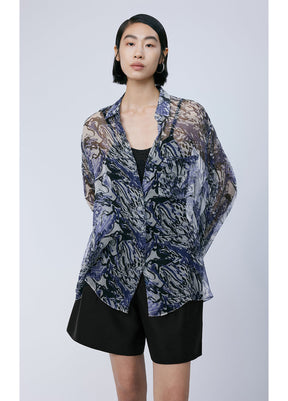 JNBY Silk Peony Full-print Long Sleeve Shirt