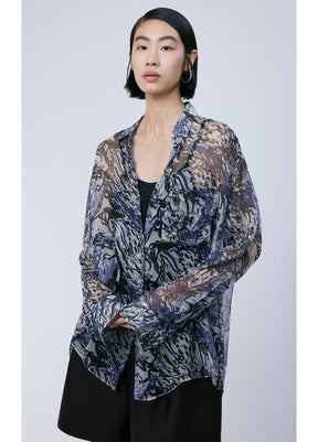 JNBY Silk Peony Full-print Long Sleeve Shirt