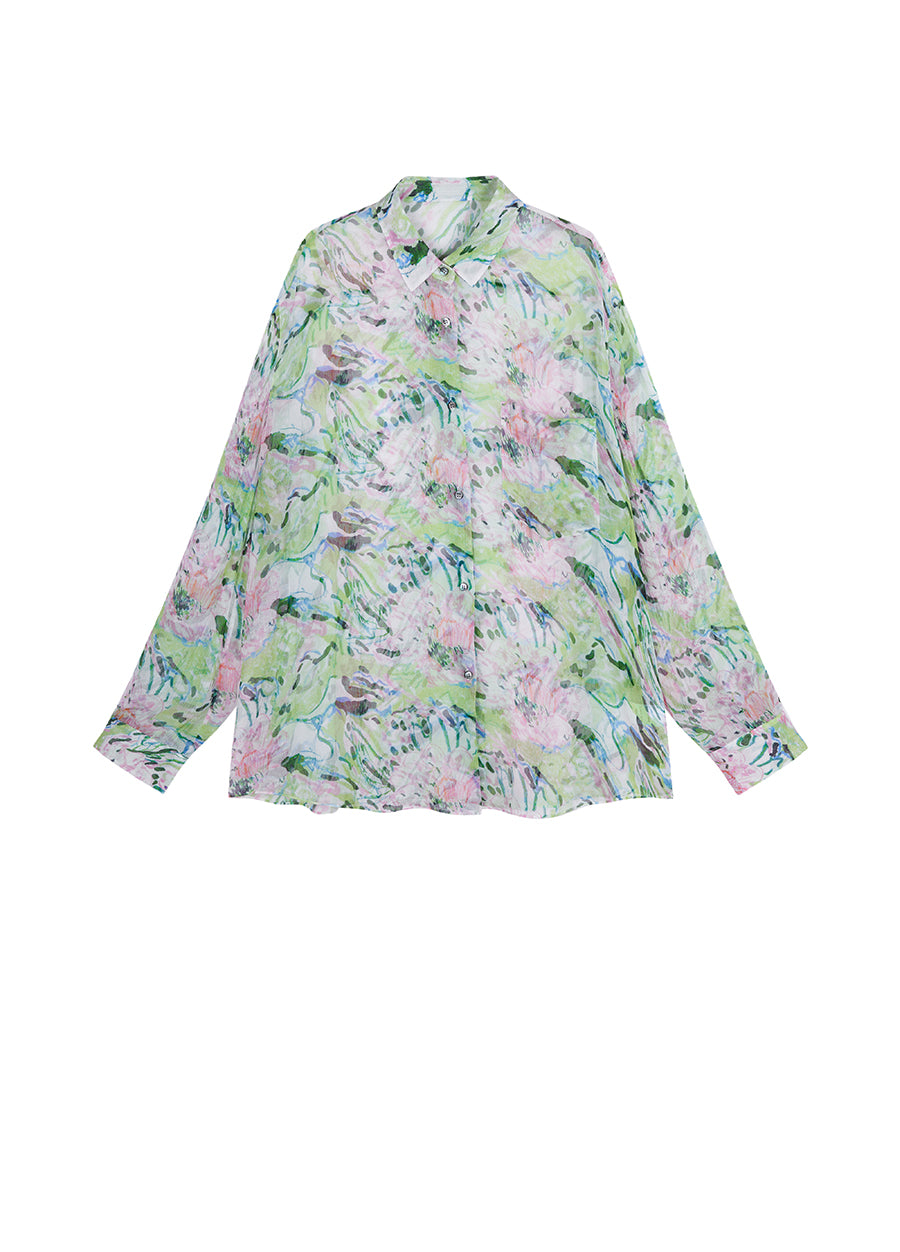 JNBY Silk Peony Full-print Long Sleeve Shirt