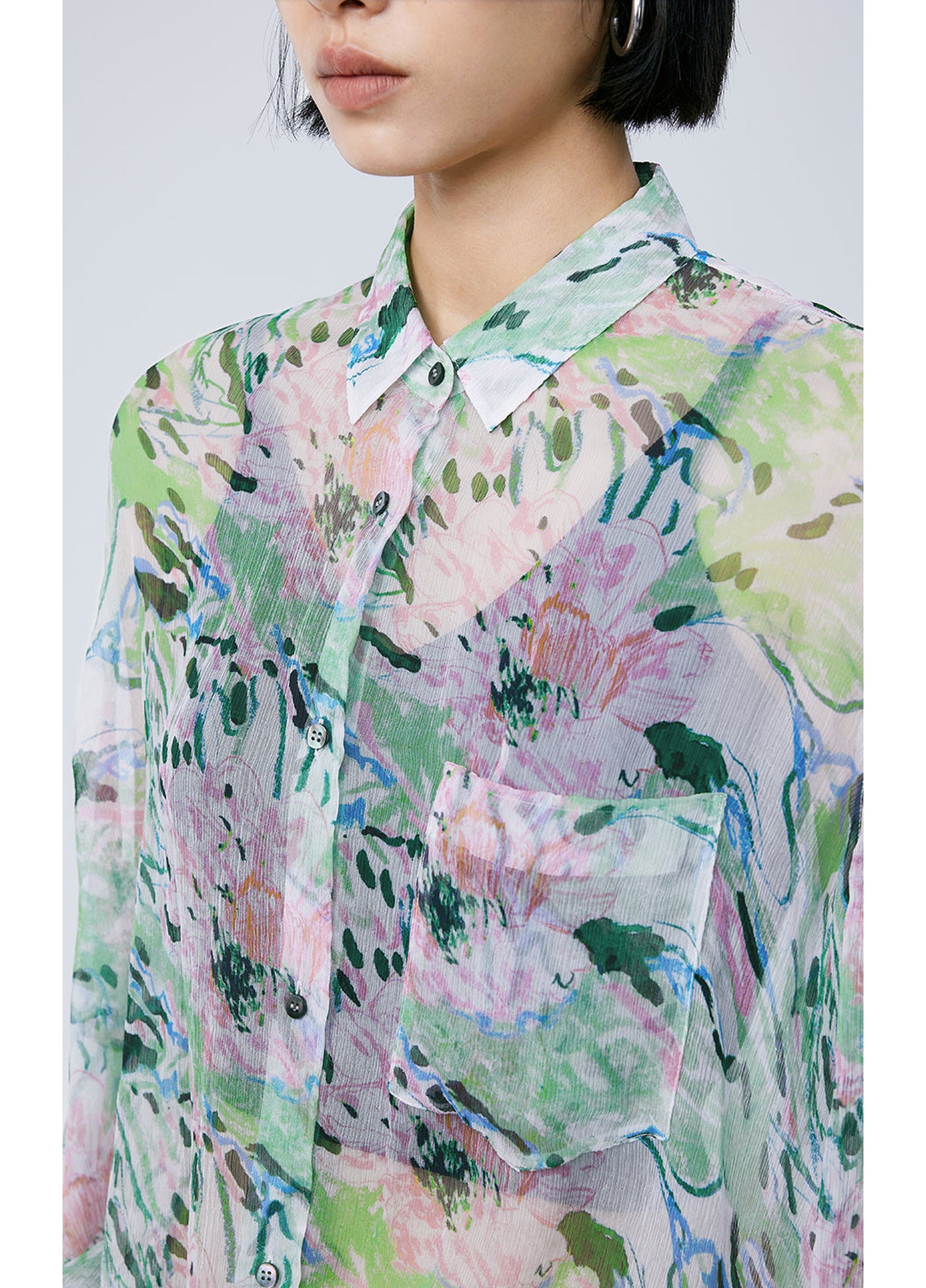 JNBY Silk Peony Full-print Long Sleeve Shirt