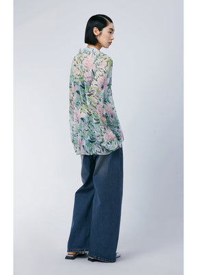 JNBY Silk Peony Full-print Long Sleeve Shirt