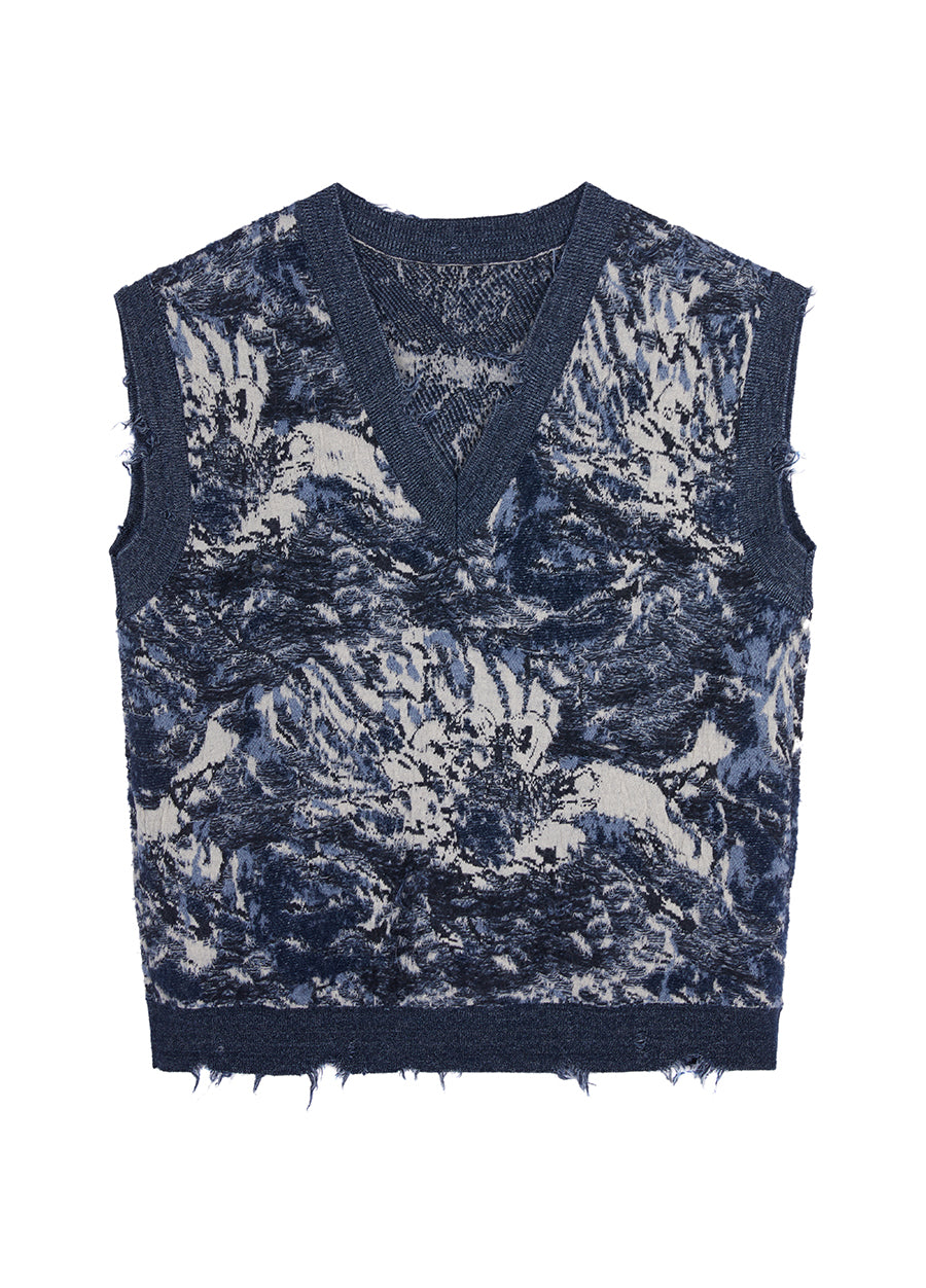 JNBY Peony Jacquard V-neck Vest