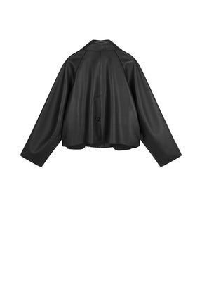 JNBY Classic Collar Cropped Sheep Leather Coat