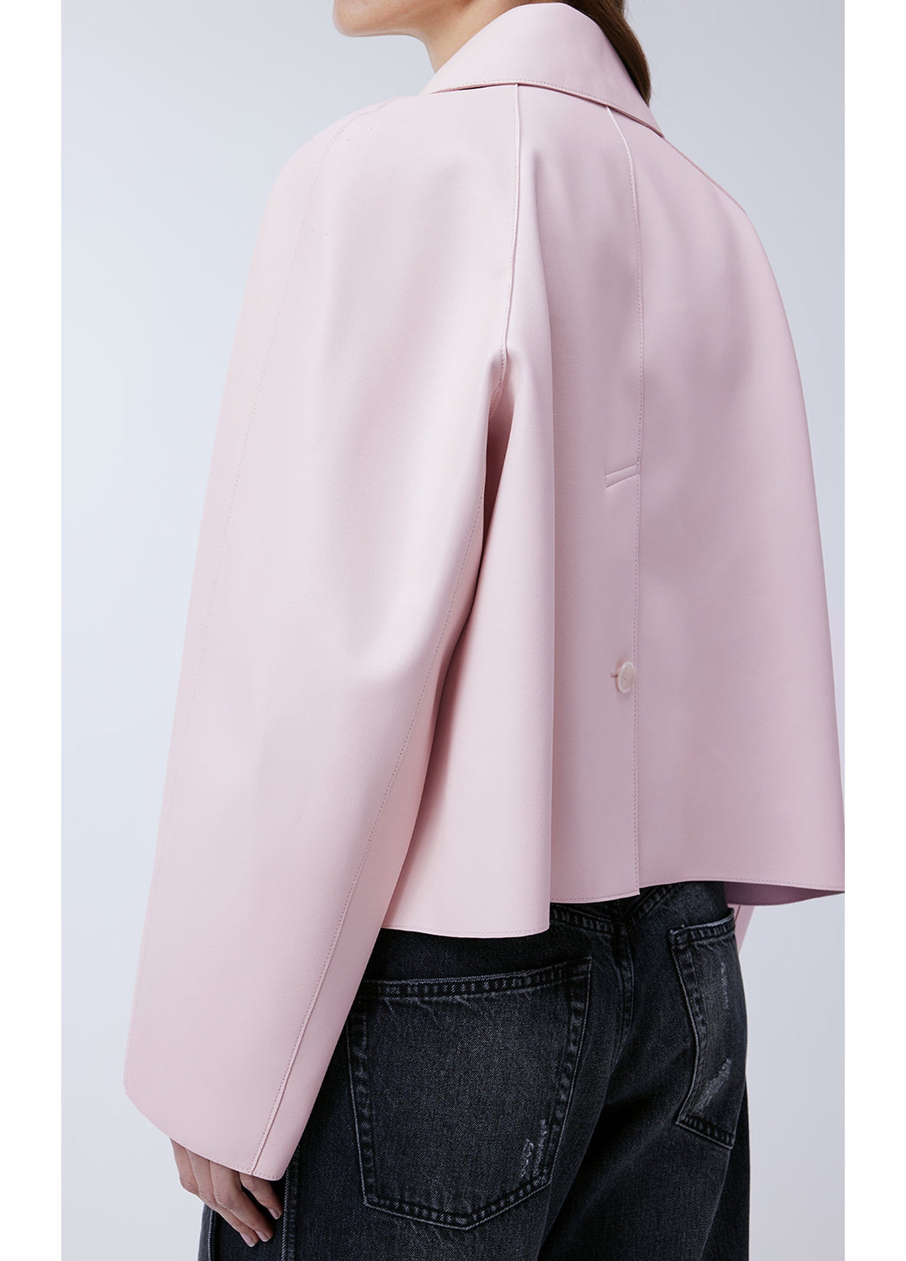 JNBY Classic Collar Cropped Sheep Leather Coat