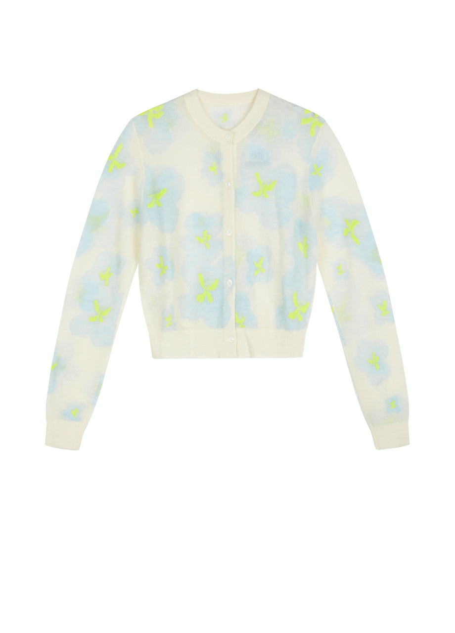 JNBY Slim-fit Floral Prints Cropped Cardigan