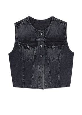 JNBY Cotton Croped Denim Vest