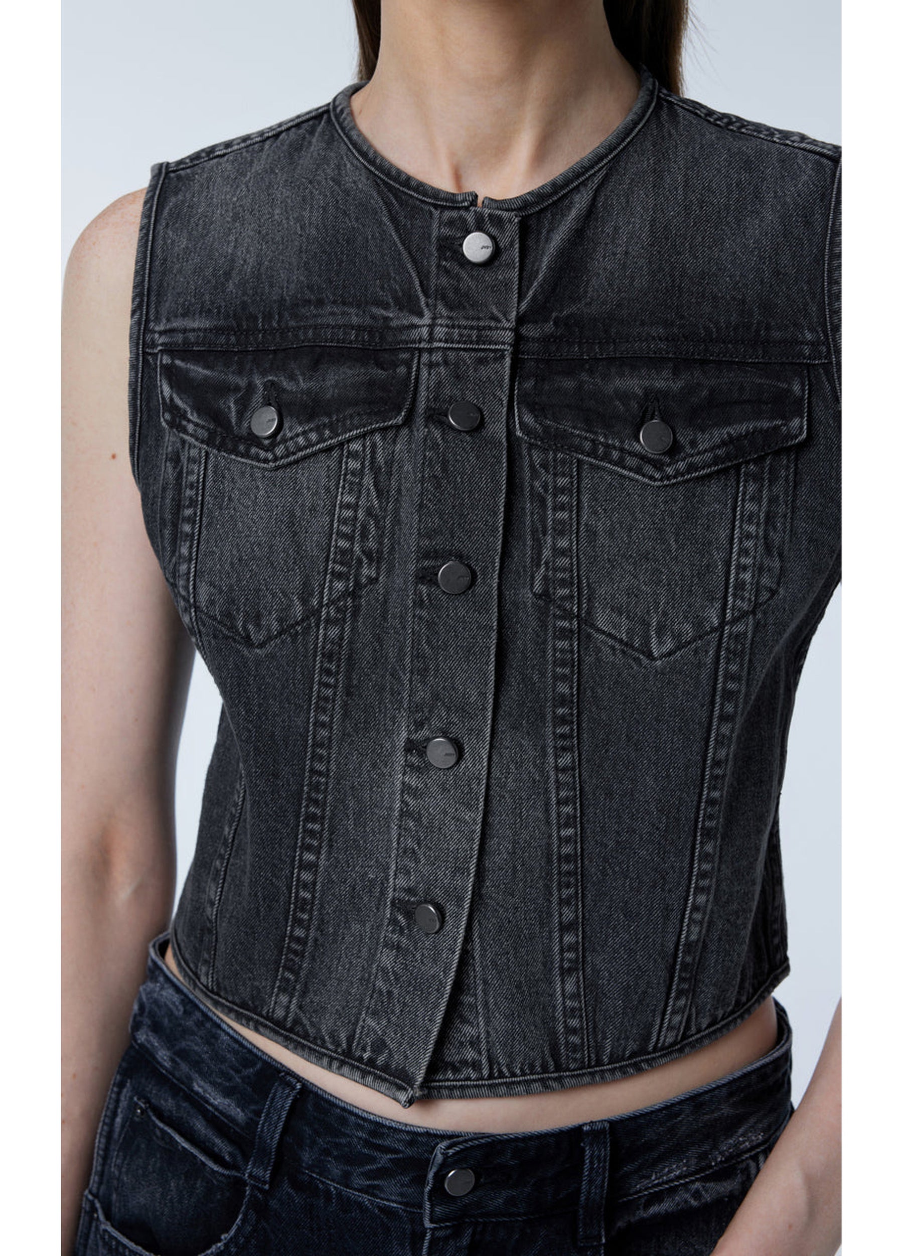 JNBY Cotton Croped Denim Vest