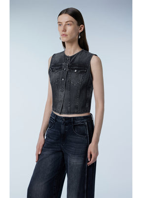 JNBY Cotton Croped Denim Vest