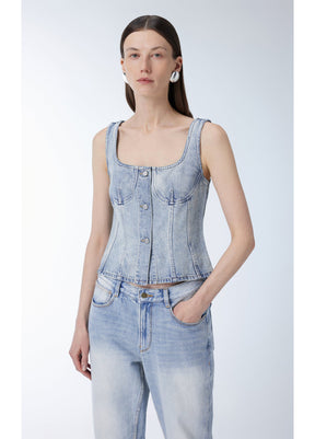 JNBY Cropped Cotton Denim Vest