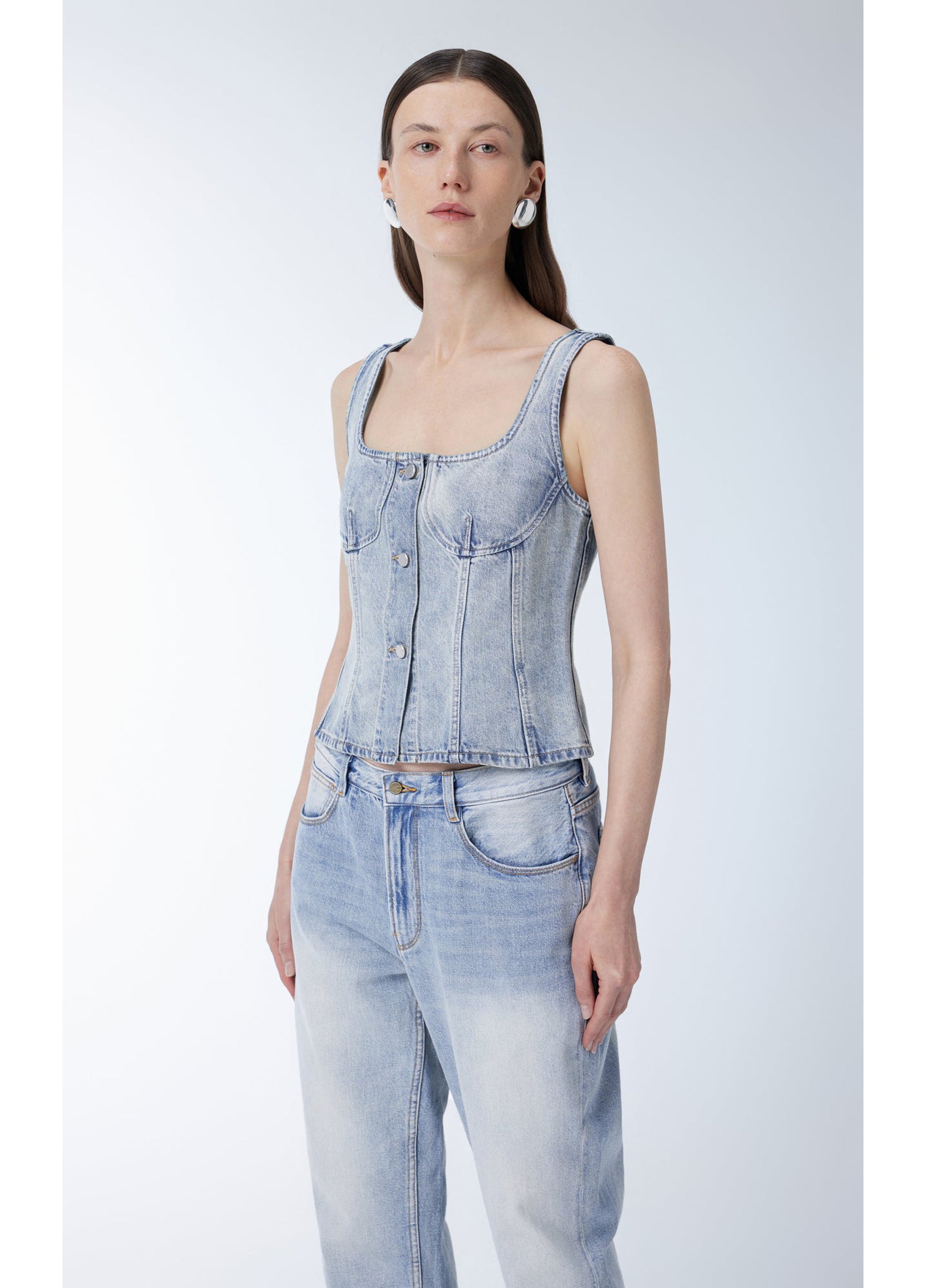 JNBY Cropped Cotton Denim Vest