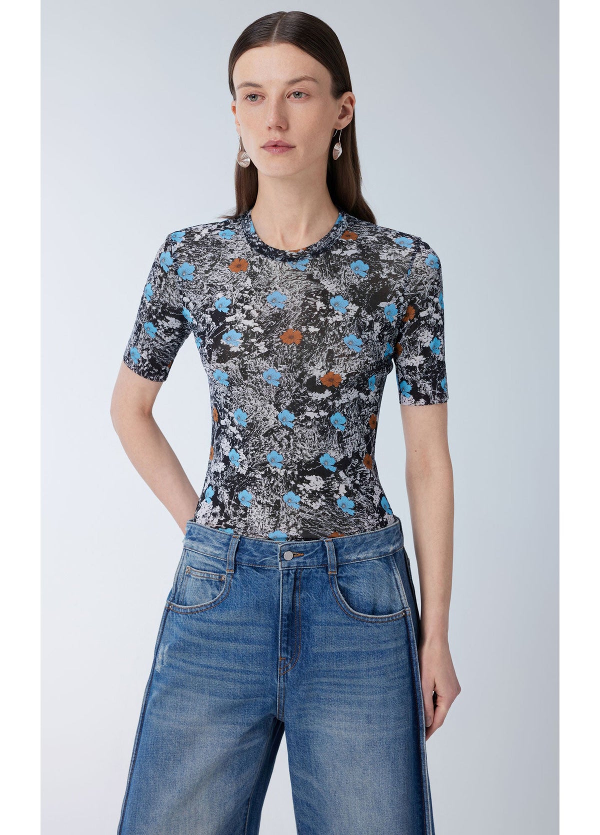 JNBY floral printed short sleeved T-shirt