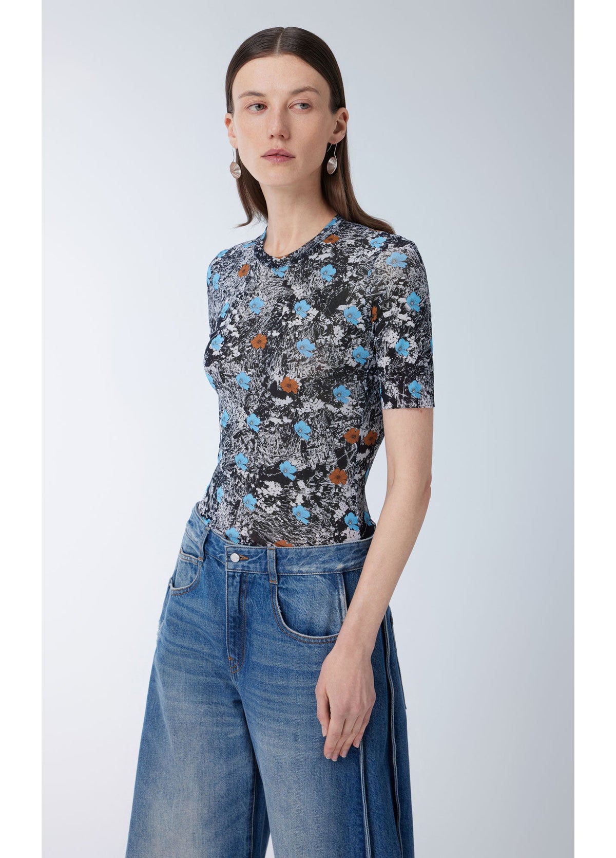 JNBY floral printed short sleeved T-shirt