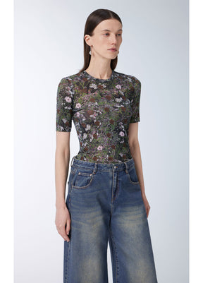 JNBY floral printed short sleeved T-shirt