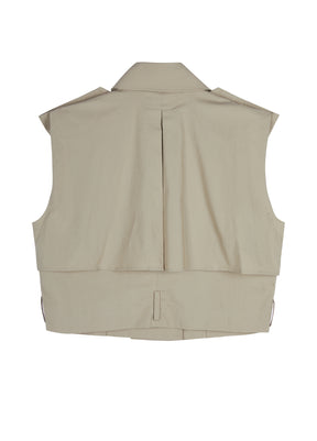 JNBY Flip Collar T-shaped Loose Fitting Mini Vest