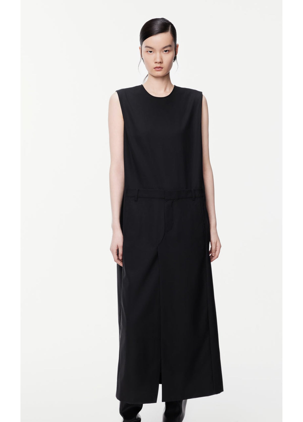 JNBY front-slit wool dress