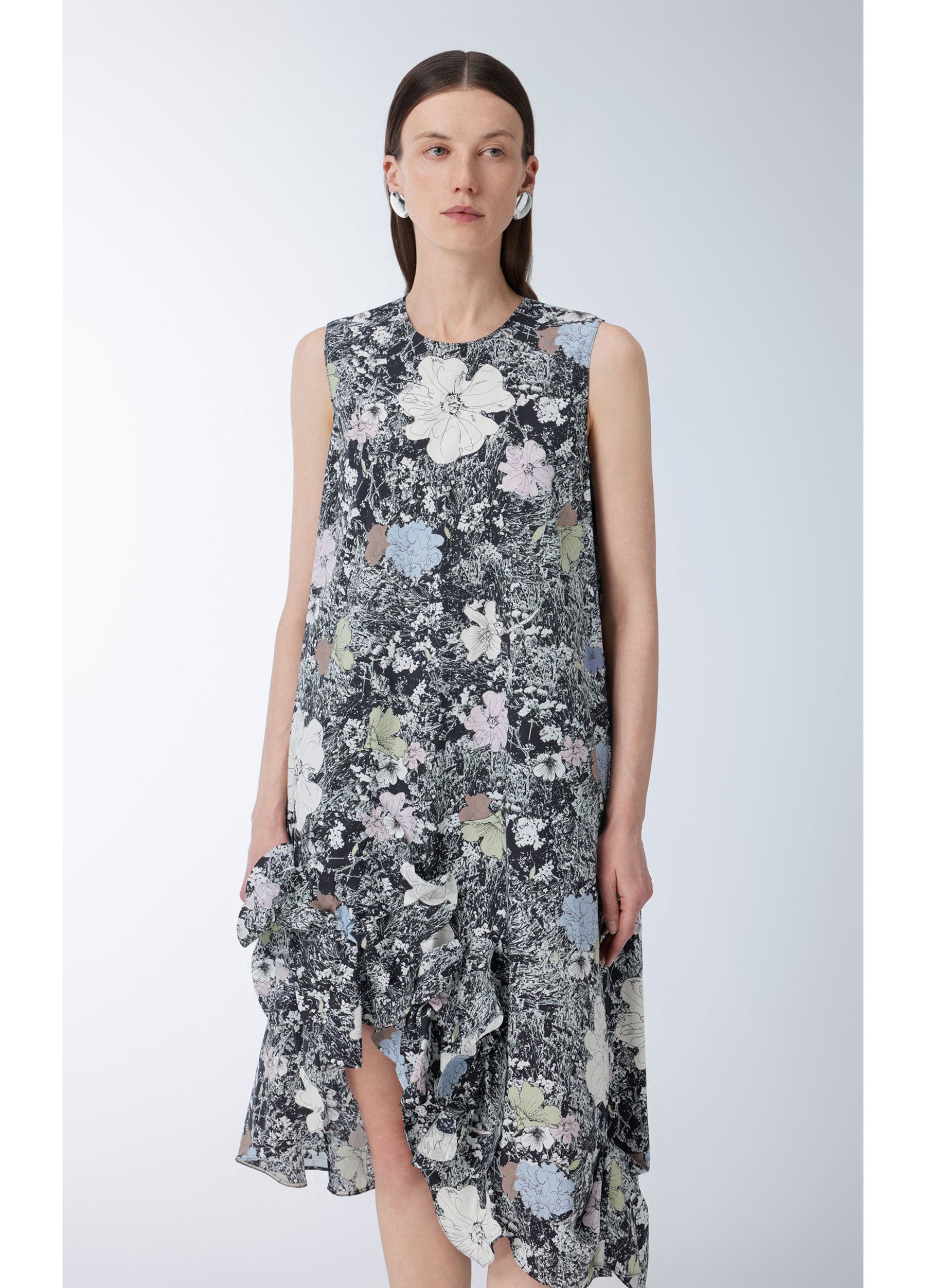 JNBY floral printed cotton mid length dress