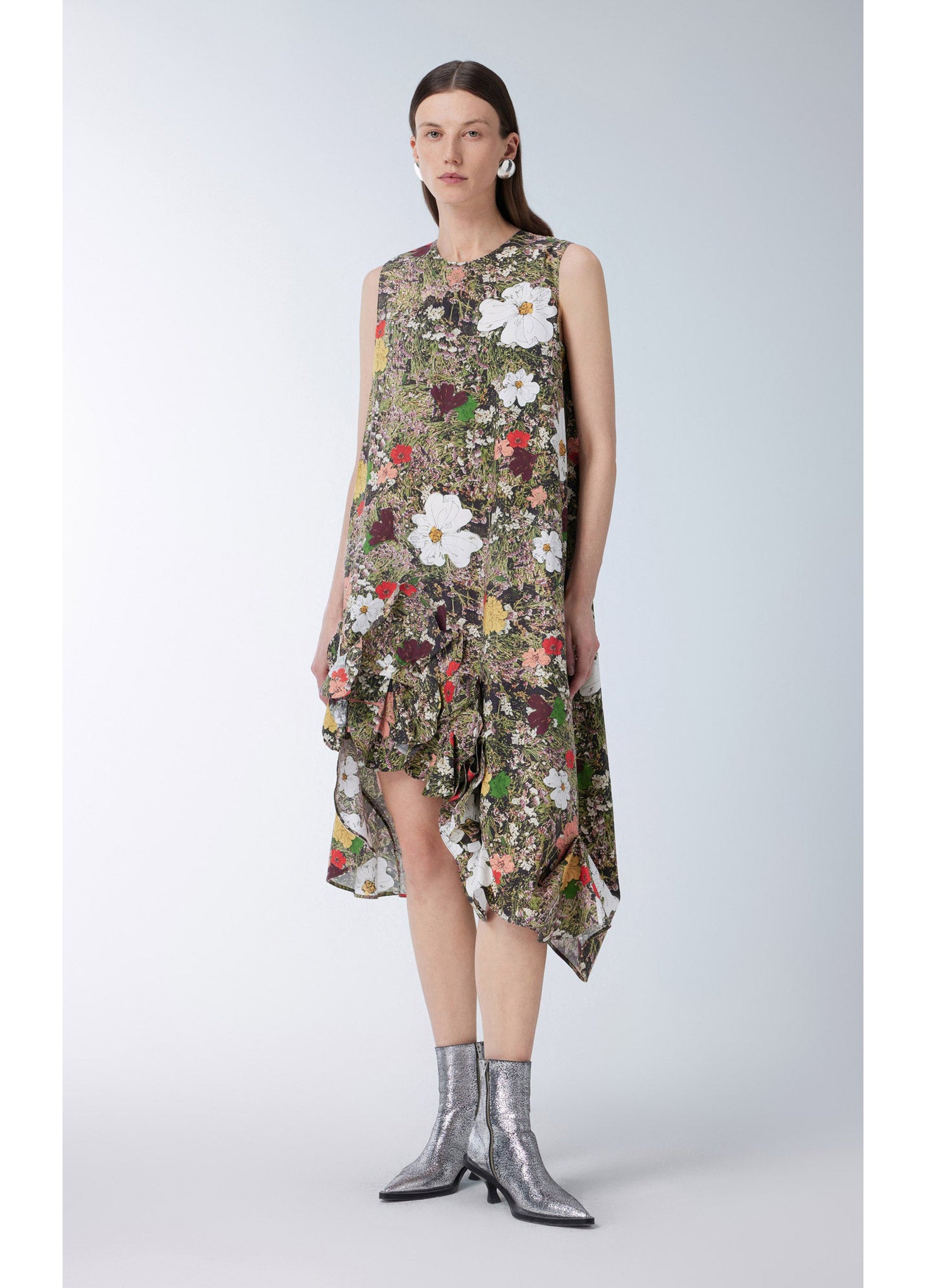 JNBY floral printed cotton mid length dress