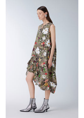 JNBY floral printed cotton mid length dress