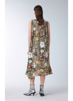 JNBY floral printed cotton mid length dress