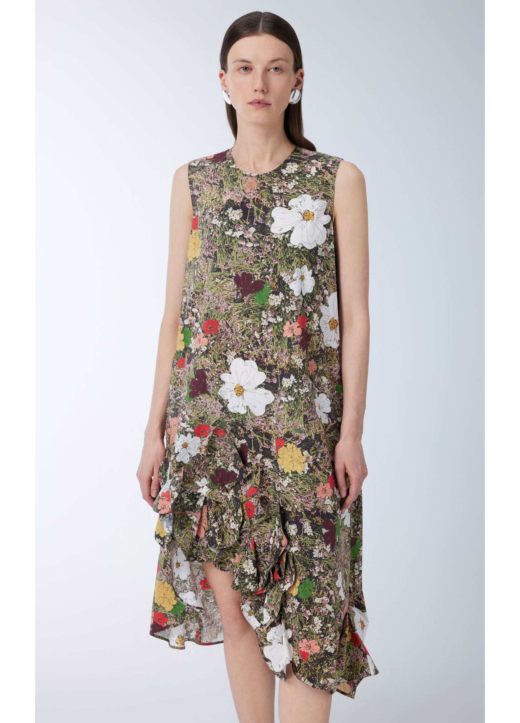 JNBY floral printed cotton mid length dress