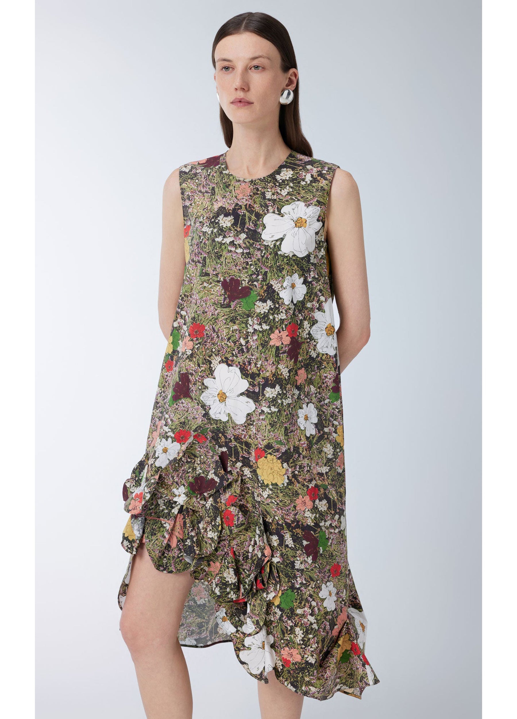 JNBY floral printed cotton mid length dress