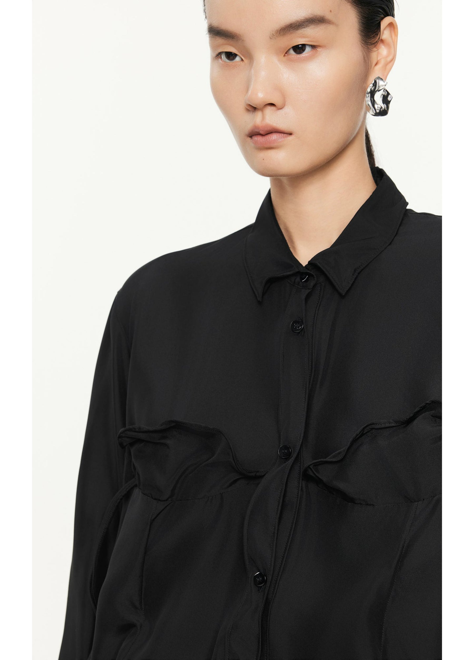 JNBY Loose Fitting Long-sleeved Silk Shirt