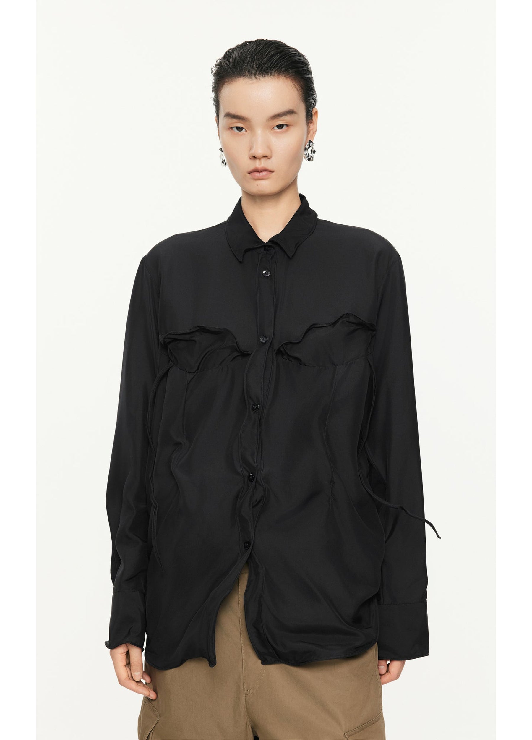 JNBY Loose Fitting Long-sleeved Silk Shirt