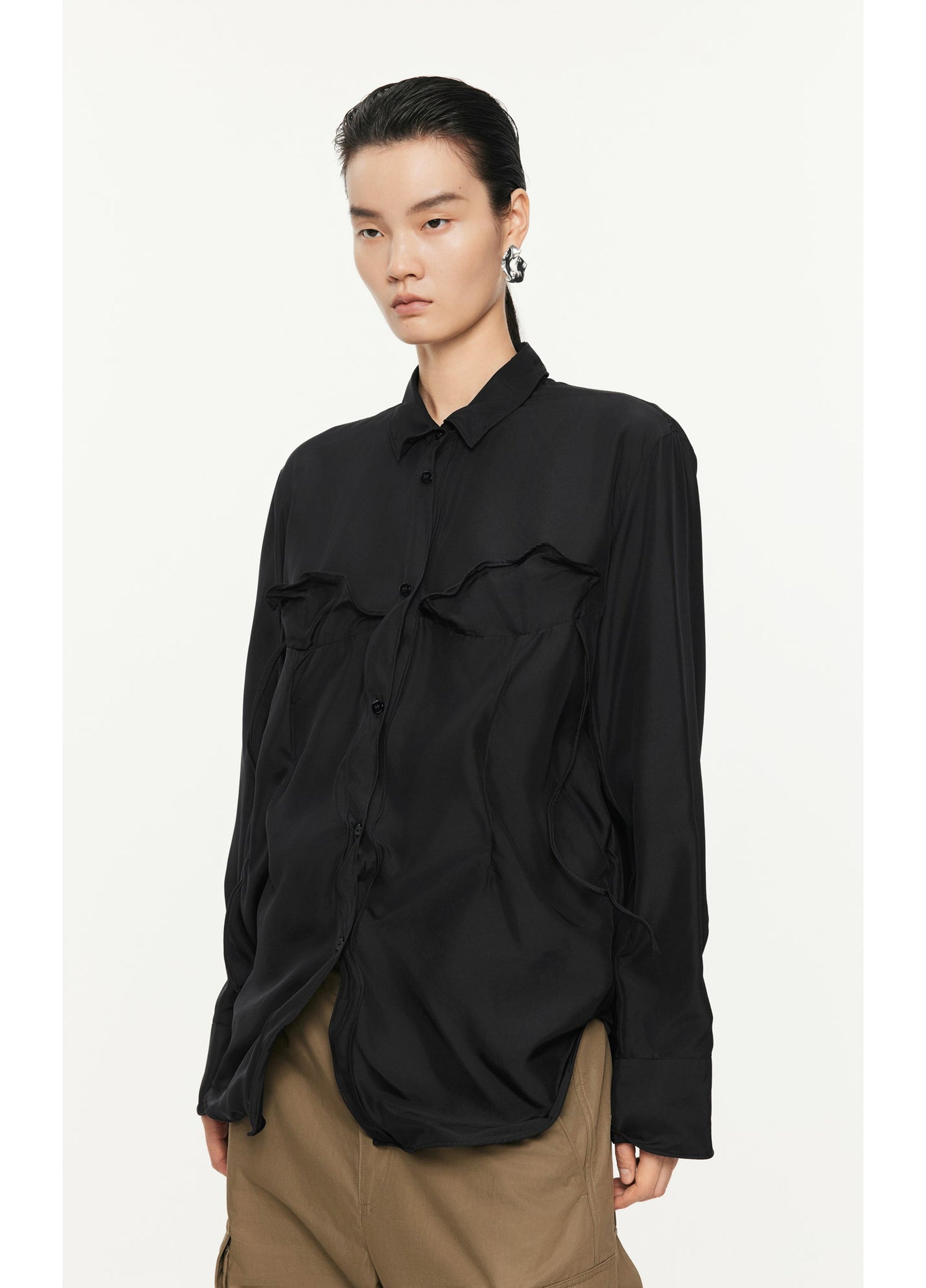 JNBY Loose Fitting Long-sleeved Silk Shirt