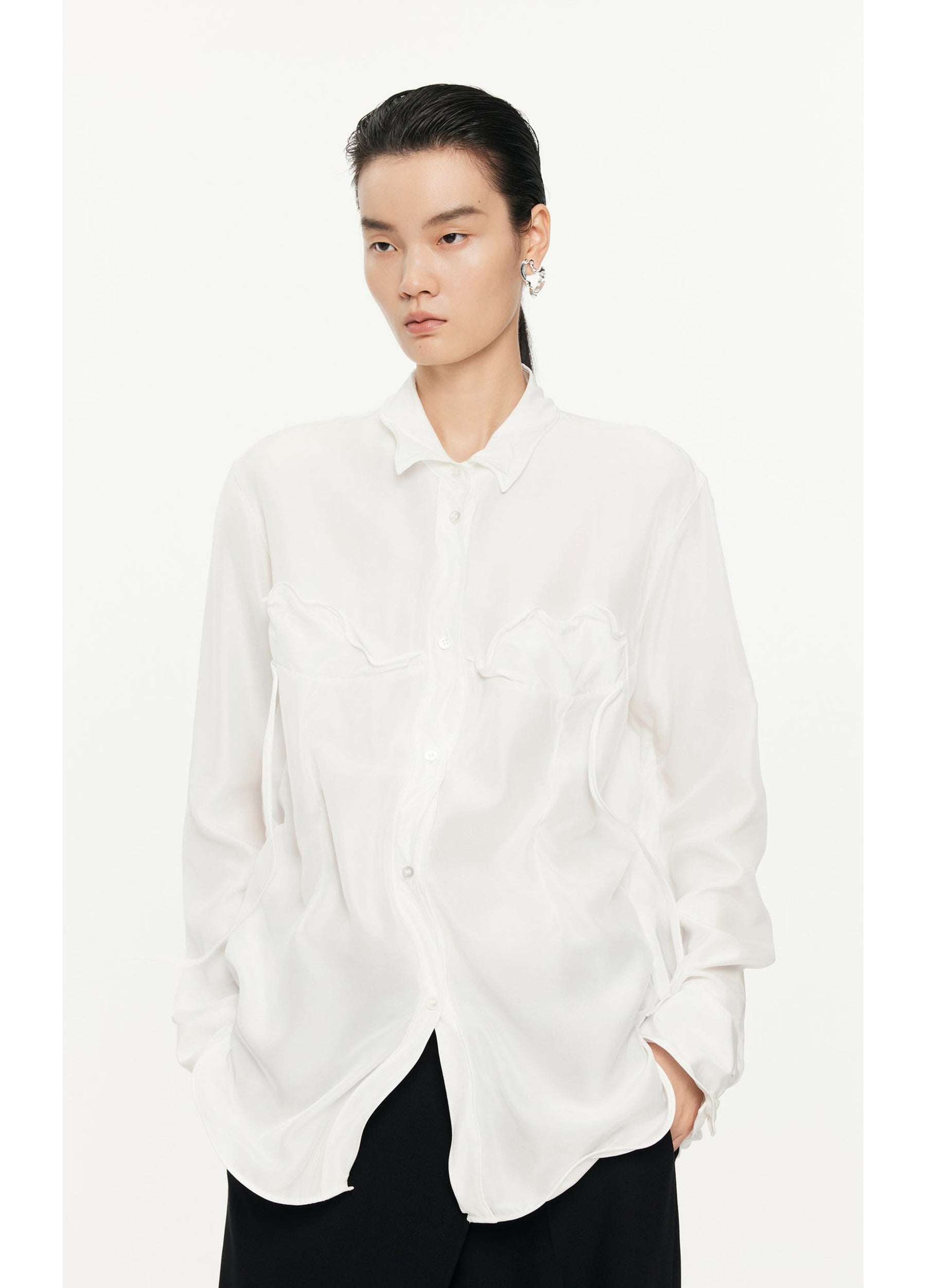 JNBY Loose Fitting Long-sleeved Silk Shirt