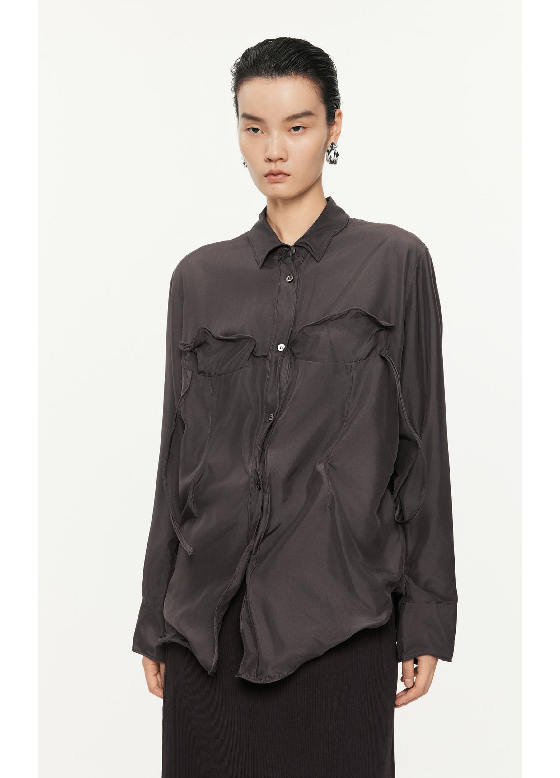 JNBY Loose Fitting Long-sleeved Silk Shirt