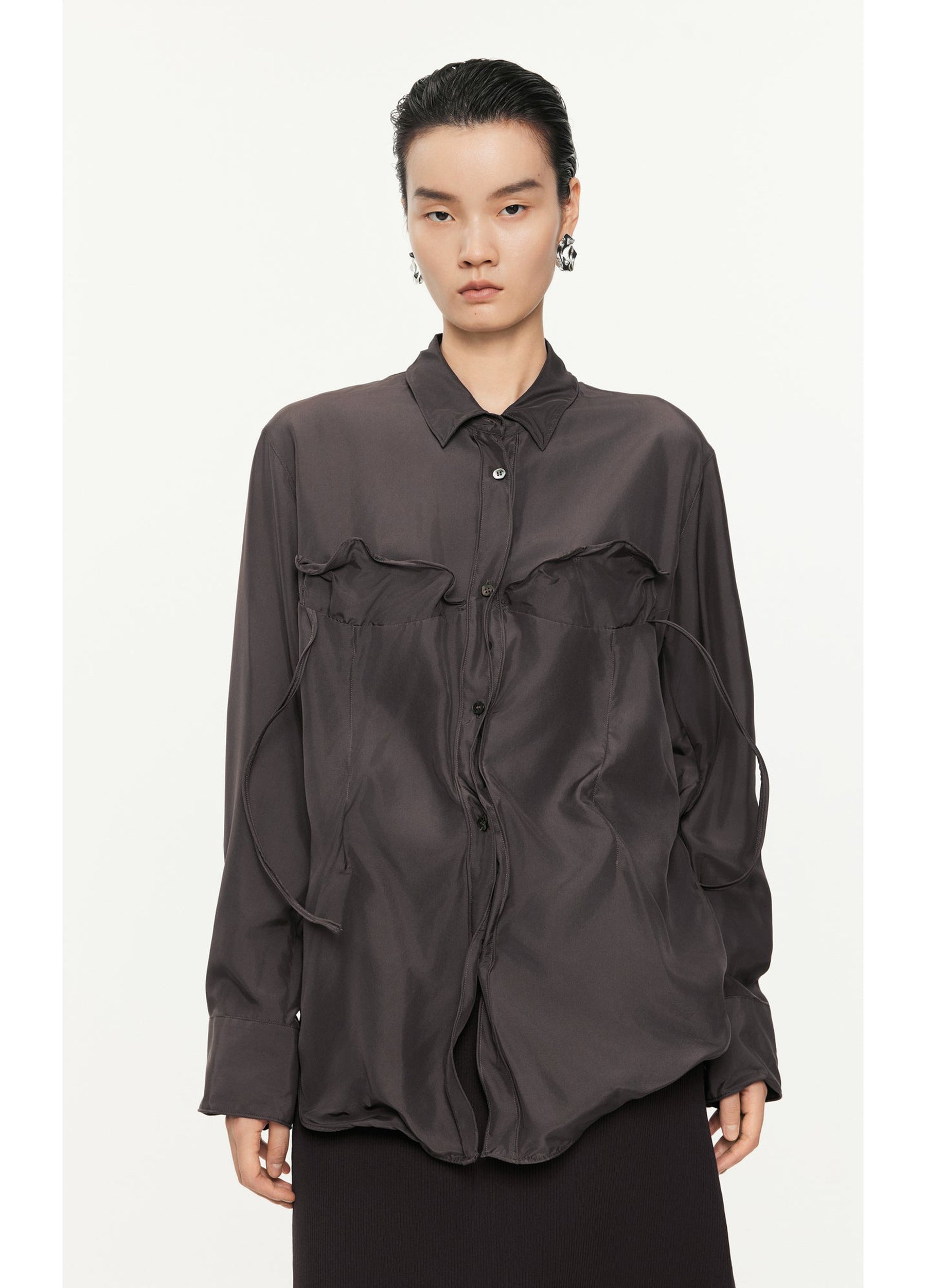 JNBY Loose Fitting Long-sleeved Silk Shirt