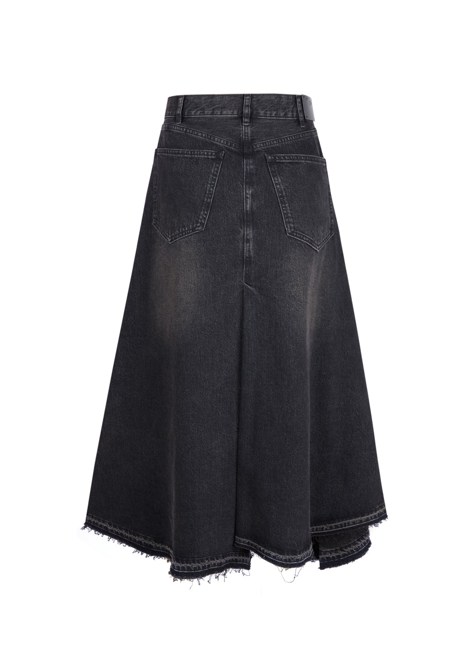 Back view of JNBY Denim Skirt showing pocket details