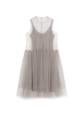 Front view of JNBY Sleeveless Dress in Gray