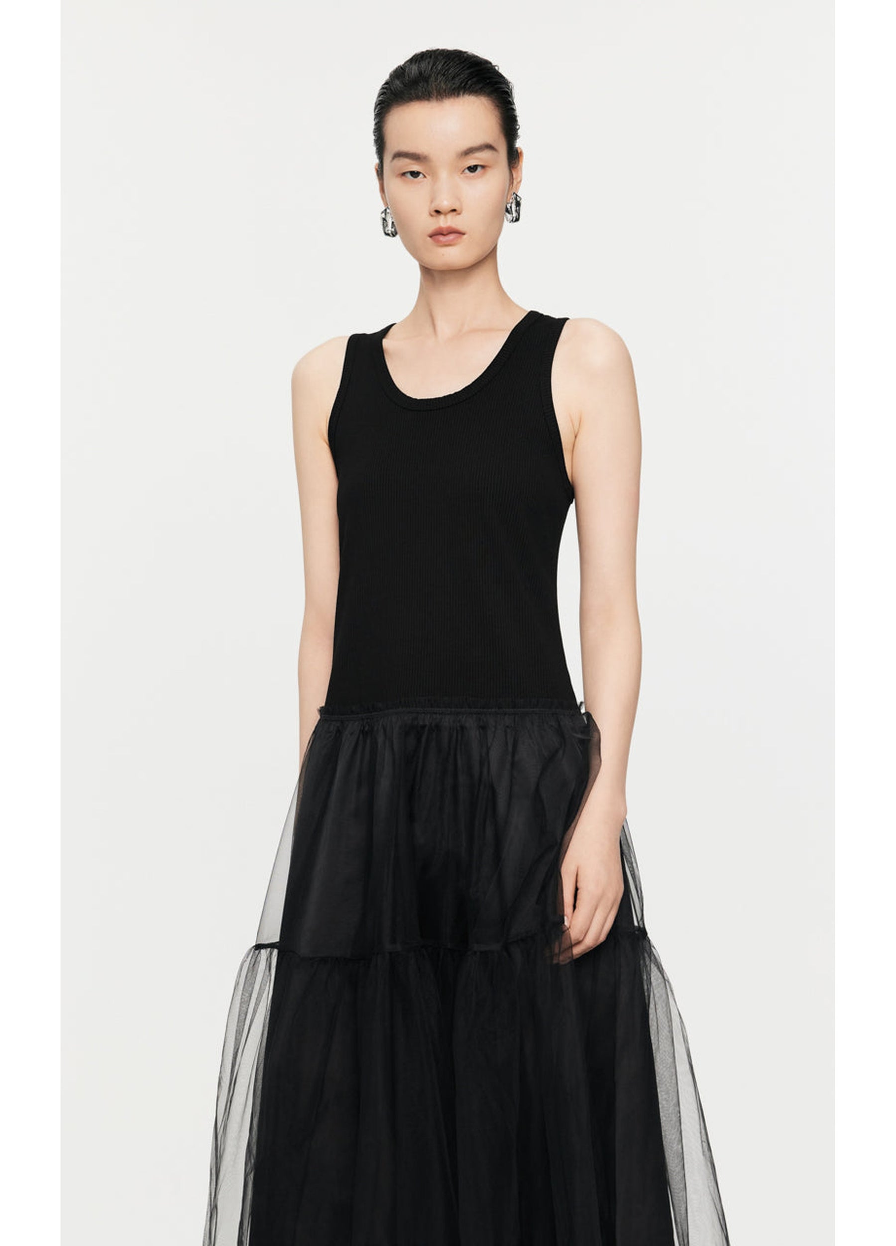 JNBY tulle-inserts midi dress